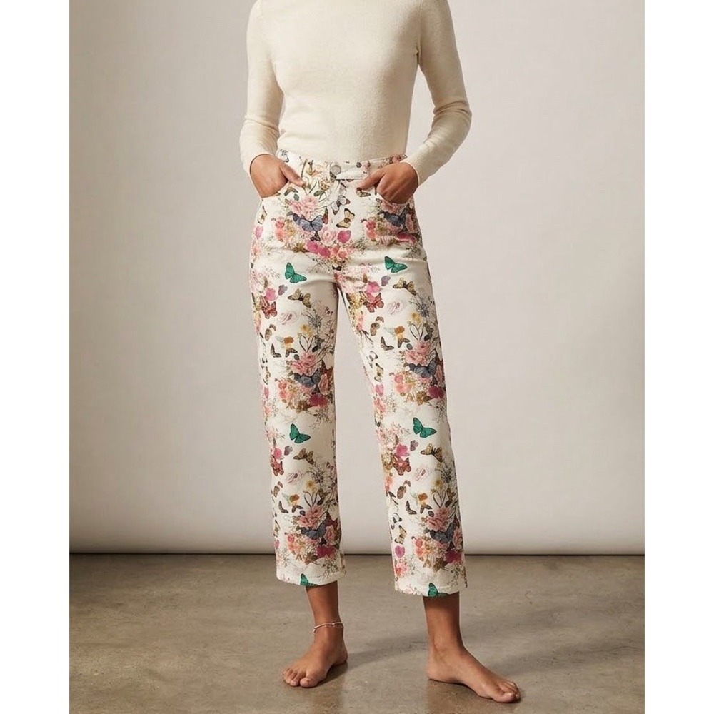L'agence Ultra High Rise Cropped Denim Charonda Butterfly Pants Rare Women's 30